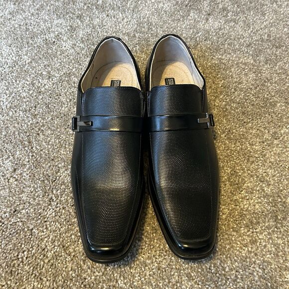 Stacy Adams Moc Toe Black Leather Dress Shoes Men\'s 12 w/ Monk Strap 24692-001 main image 9